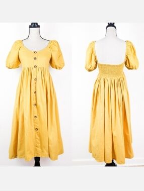 🦋LAST🦋 NWT Bali ELF Adele Linen Midi Dress, Honey Cream, Size XL